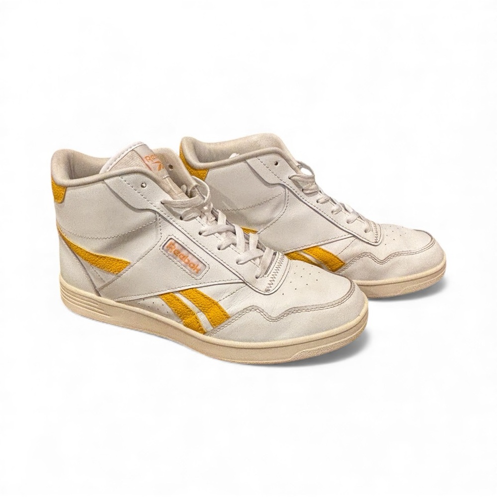 Reebok Club High Top Sneakers – White & Yellow (Women’s 11) with Box